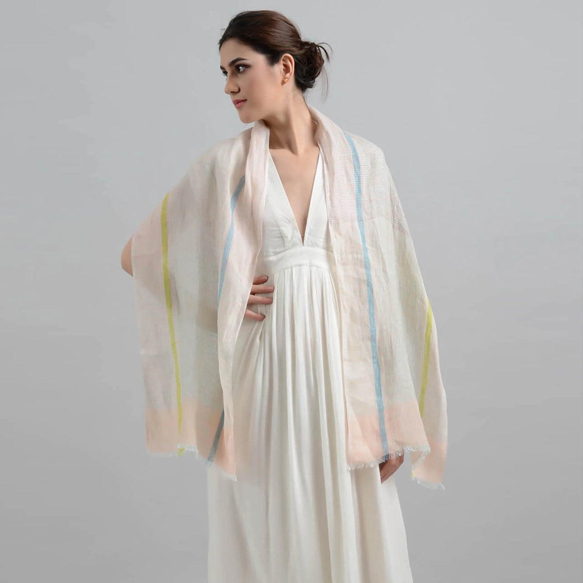 Sadhu Collective Handwoven Linen Scarf Morning Calm
