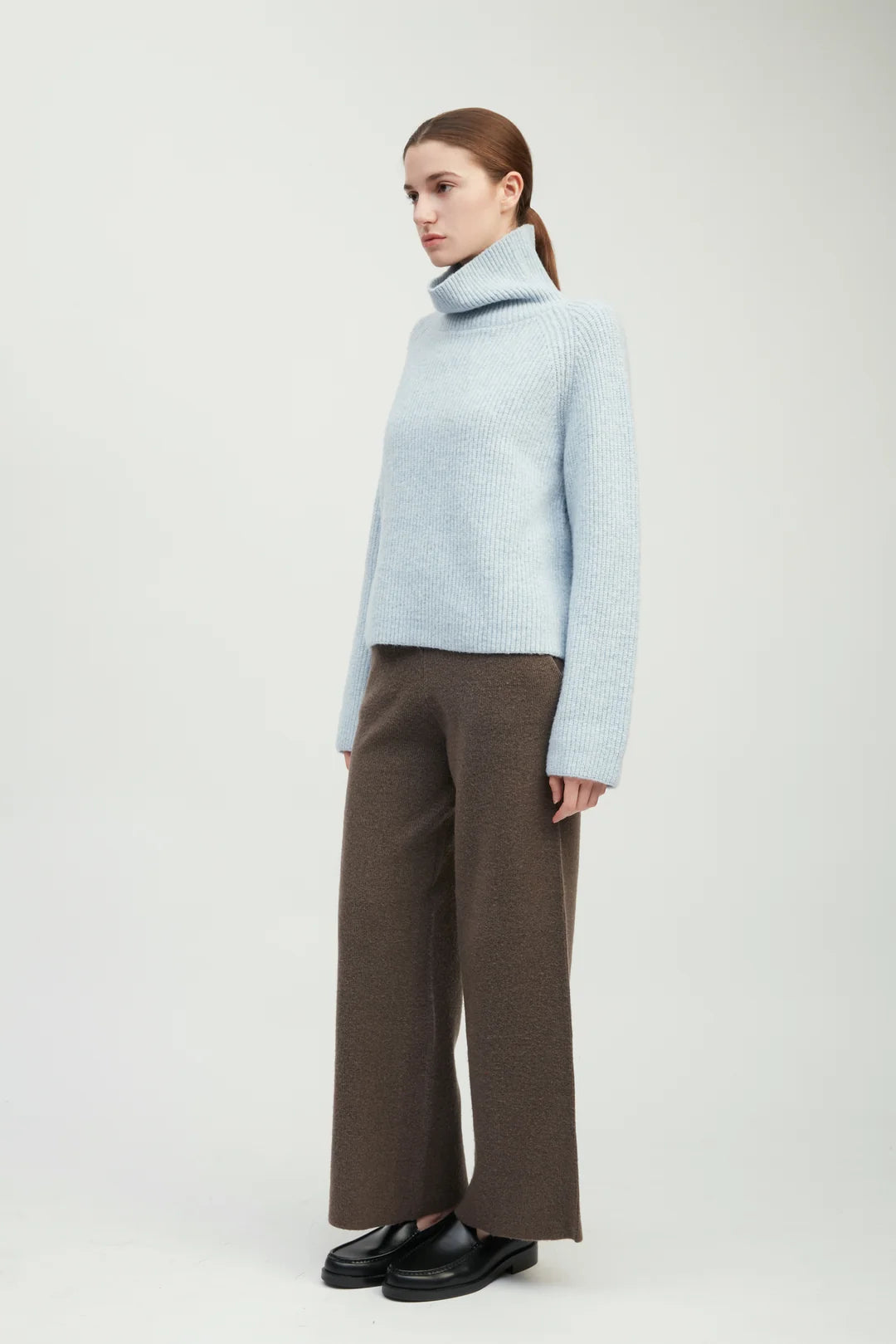 Common Knit Funnel Neck Rib Knit Sweater