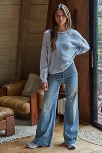 By Together Contrast  Stitch Crew Sweater