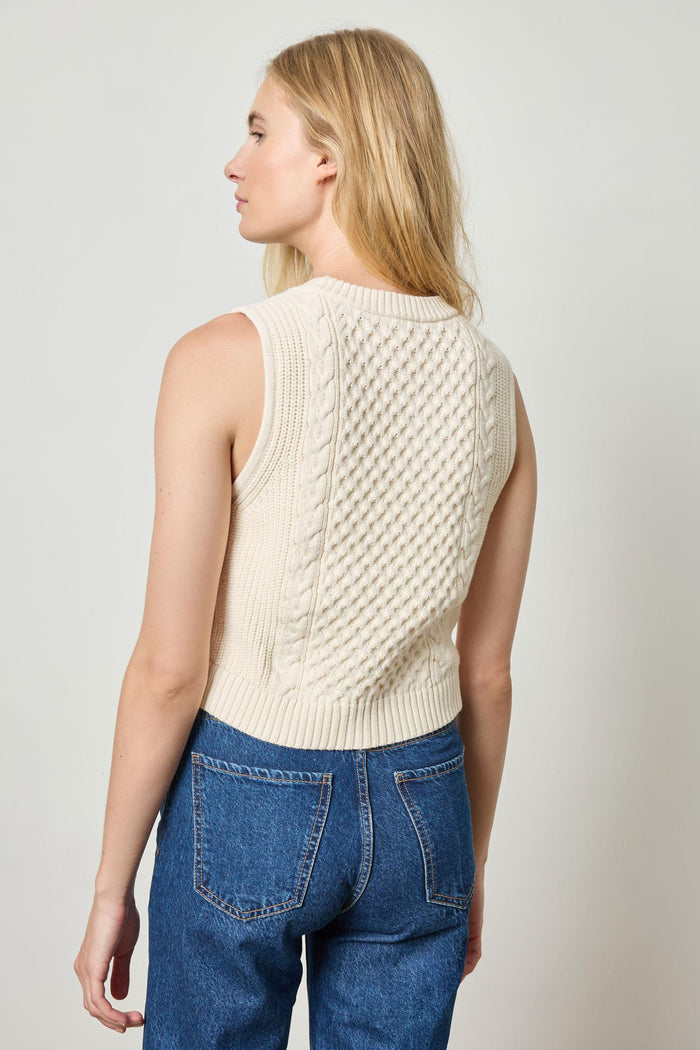 Lilla P Cropped Cable Tank Sweater Final Clearance