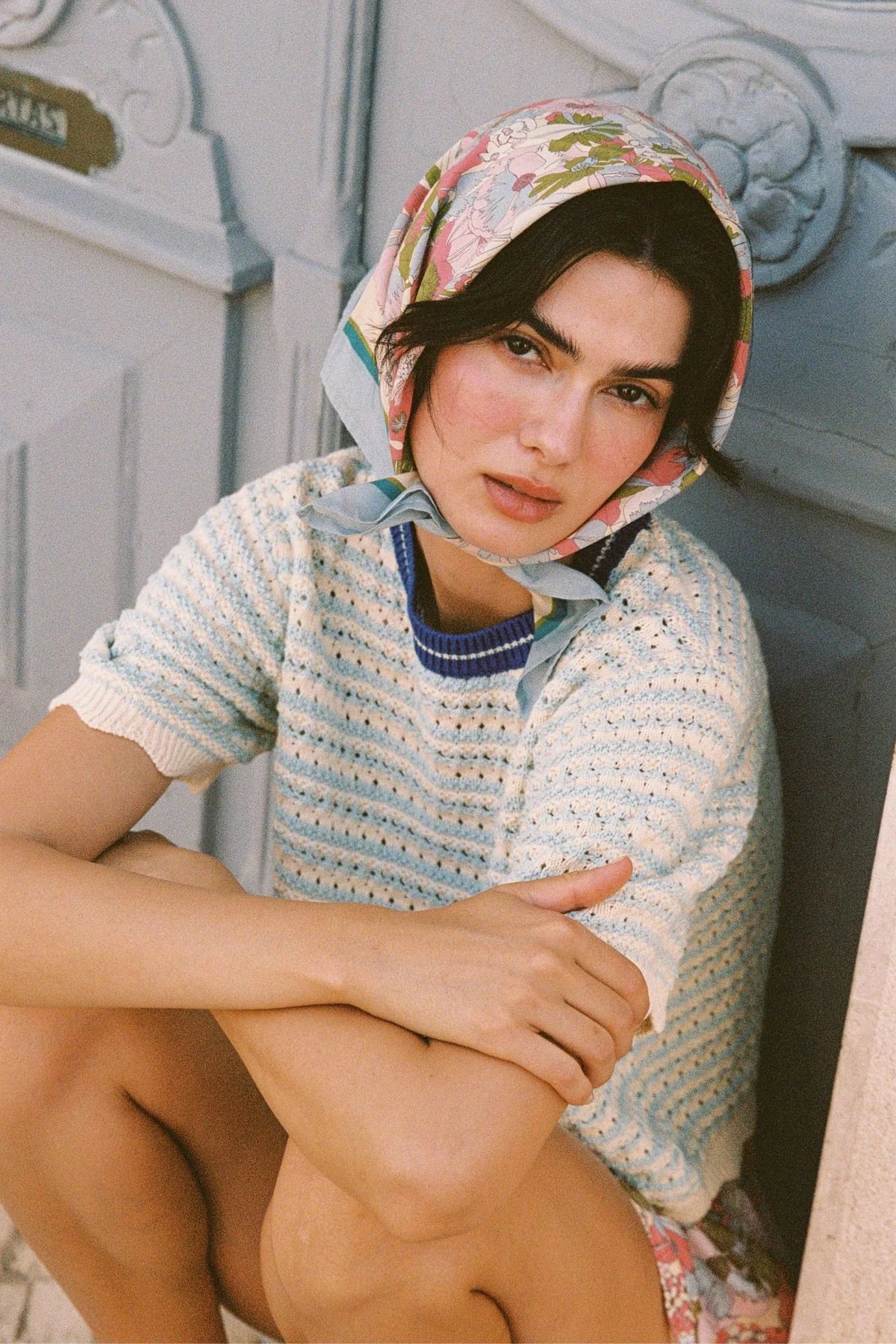 Trovata Birds of Paradis Jules Aqua Stripe Sweater