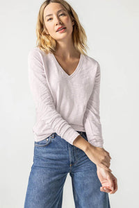 Lilla P Long Sleeve Slub V-Neck