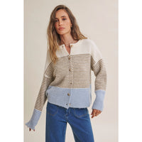 In February Stripe Colorblock Cardigan