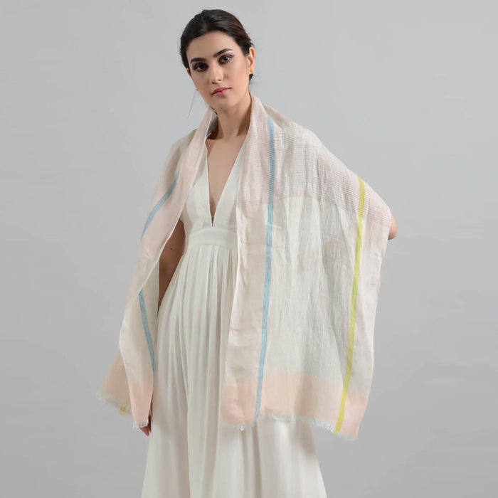 Sadhu Collective Handwoven Linen Scarf Morning Calm