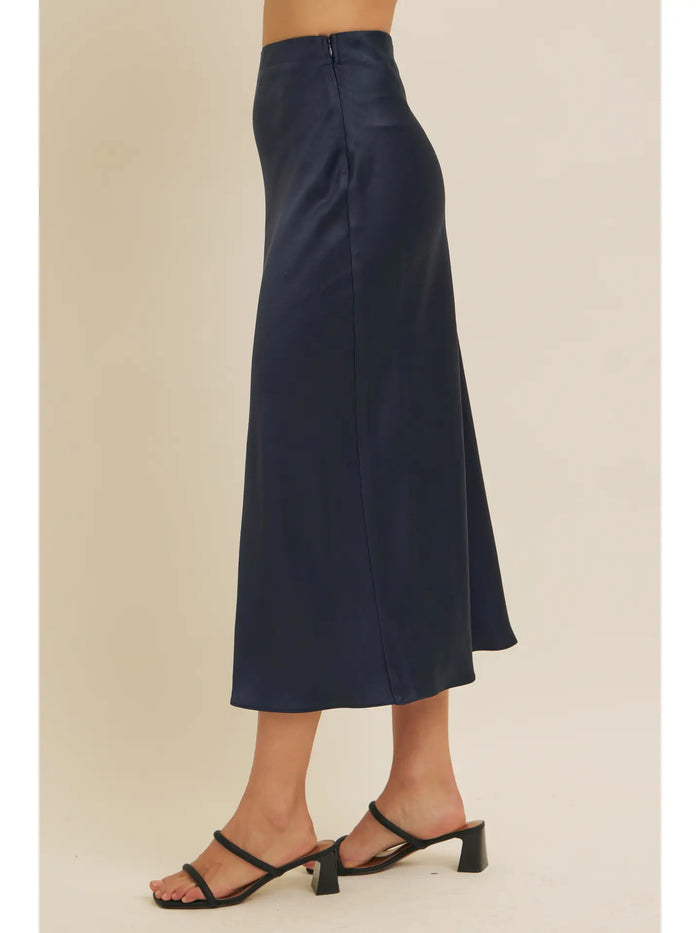 In February Silky Satin Bias Cut Maxi Skirt