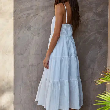 By Together V-Neck Tiered Midi Dress