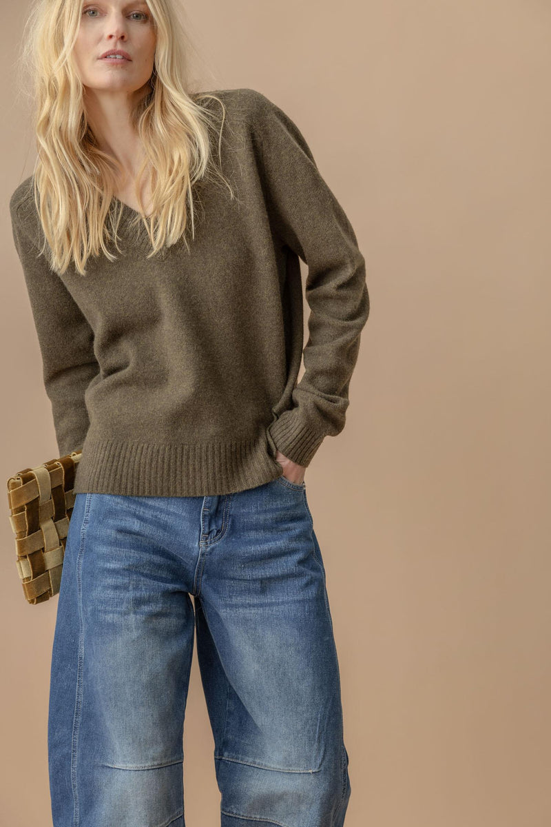 Lilla P Felted Easy V-Neck Sweater