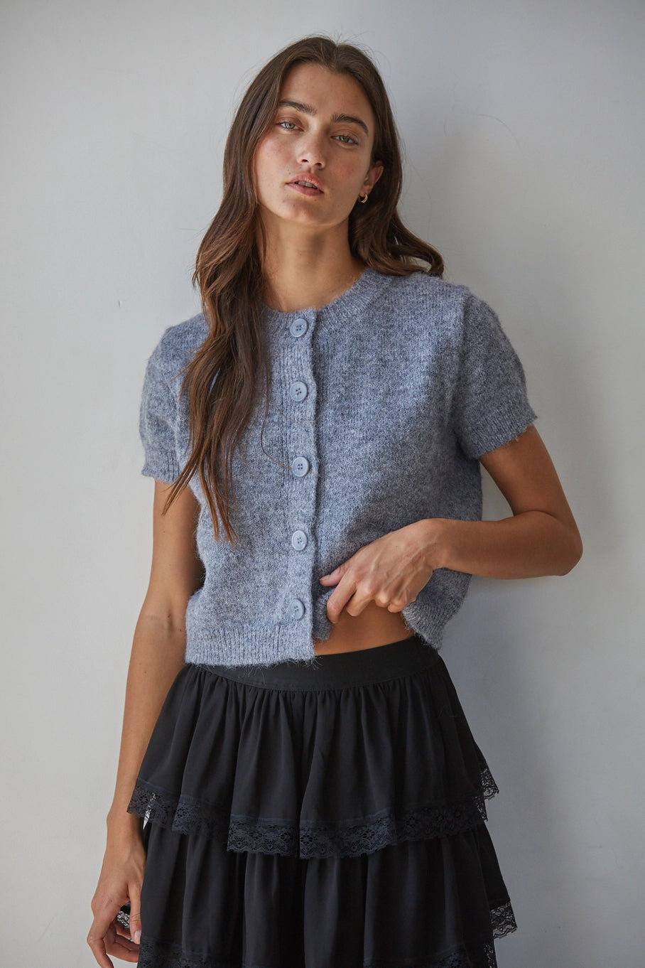 By Together Short Sleeve Button Down Cardigan