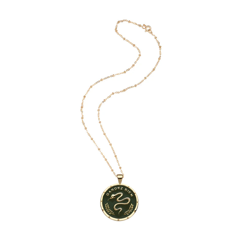 Jane Win Protect Original Pendant Coin in Green Enamel