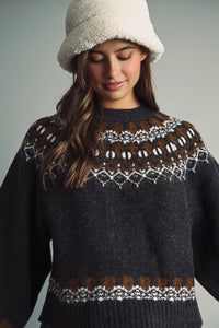Miou Muse Nordic Fair Isle Jacquard Sweater