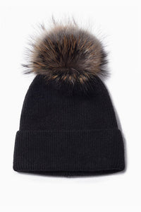 Look by M Ribbed Knit Pom Pom Beanie