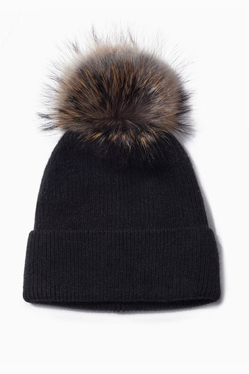 Look by M Ribbed Knit Pom Pom Beanie