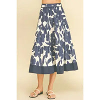 Pinch Floral Print Tiered Midi Skirt