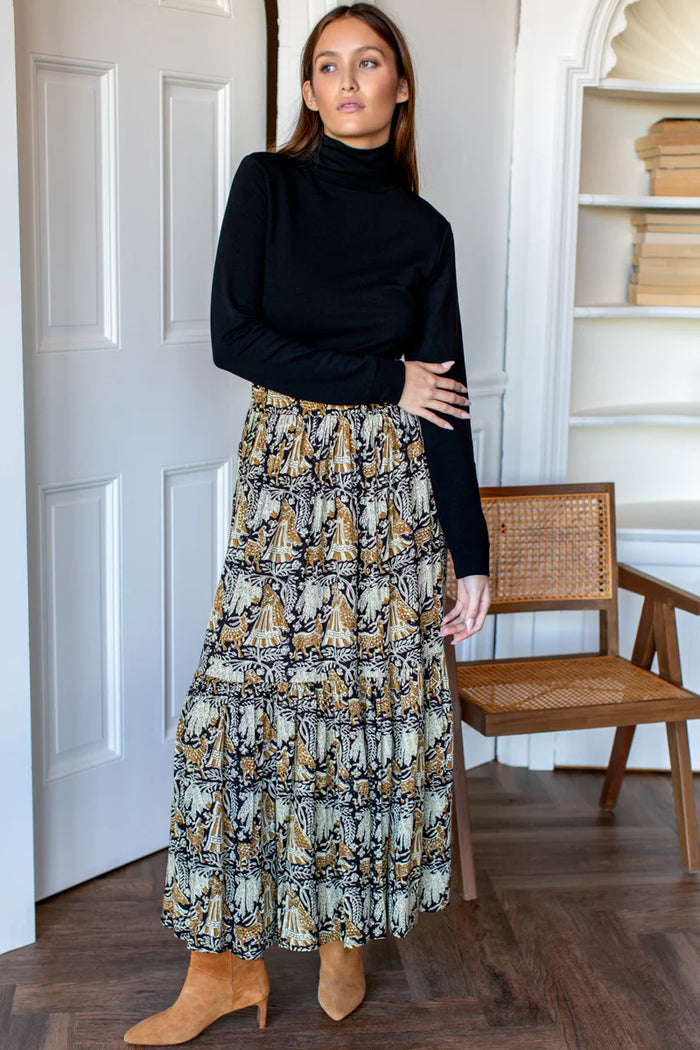 Emerson Fry Story Print Shirred Skirt