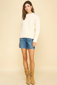 Pinch Cable Knit Crew Sweater