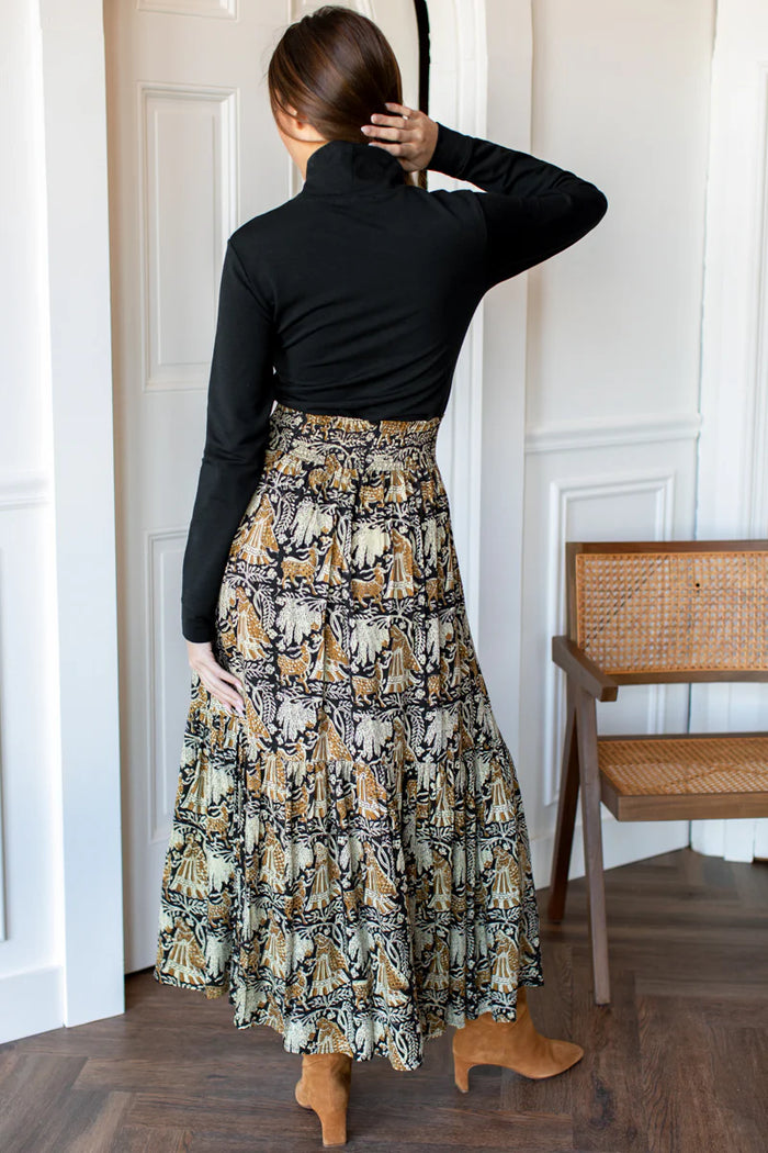 Emerson Fry Story Print Shirred Skirt
