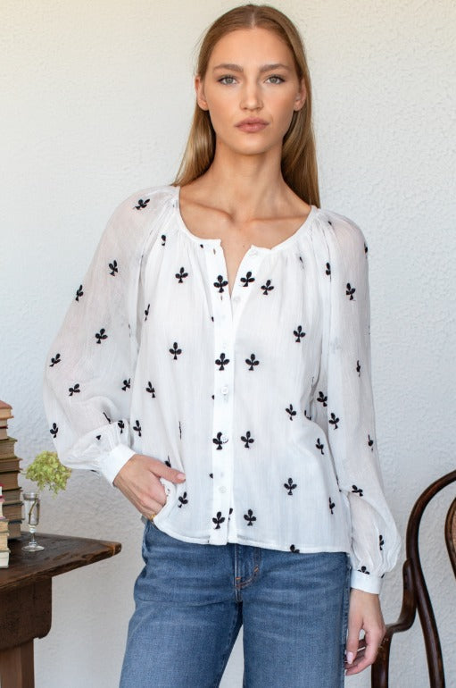 Emerson Fry Frances Embroidered Clover Blouse