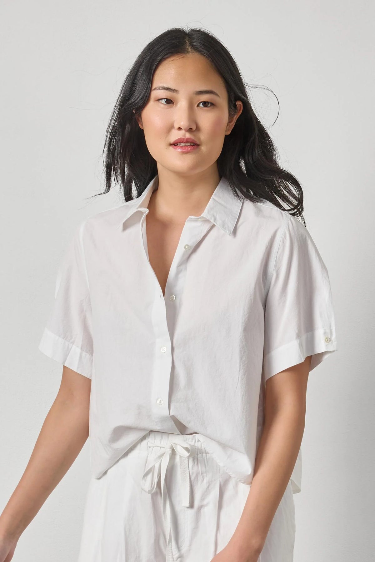 Lilla P Folded Sleeve Button Down