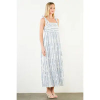 THML Tie Strap Square Neck Print Maxi Dress