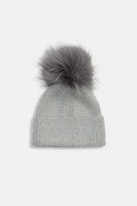 Common Knit Ribbed Knit Pom Pom Beanie
