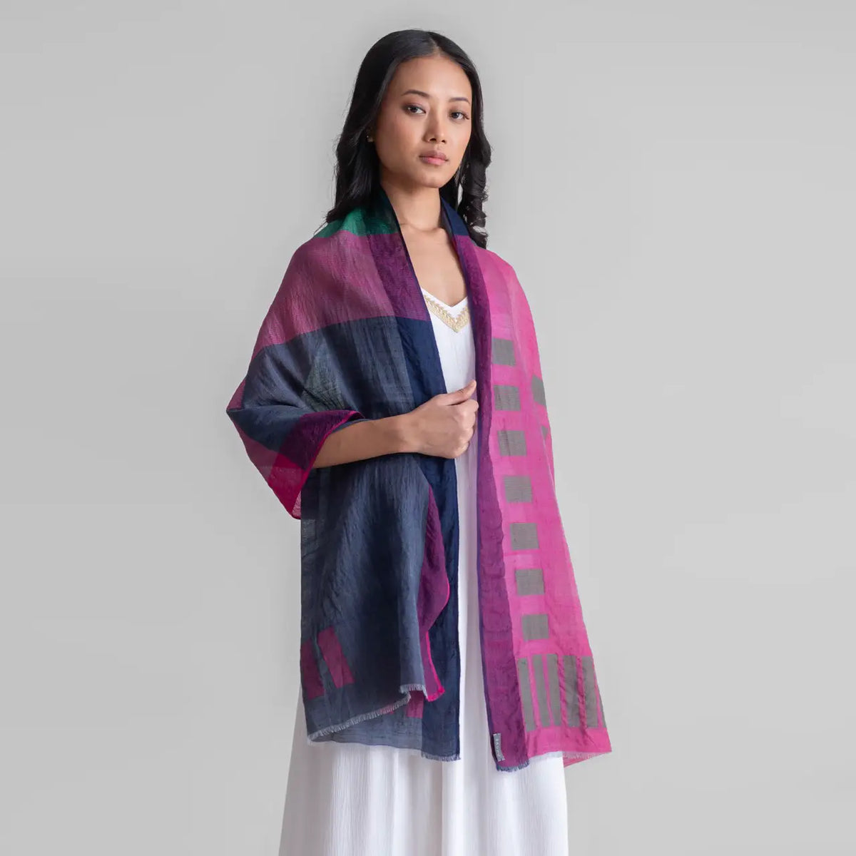 Sadhu Collective Silk Wool Jamdani Scarf