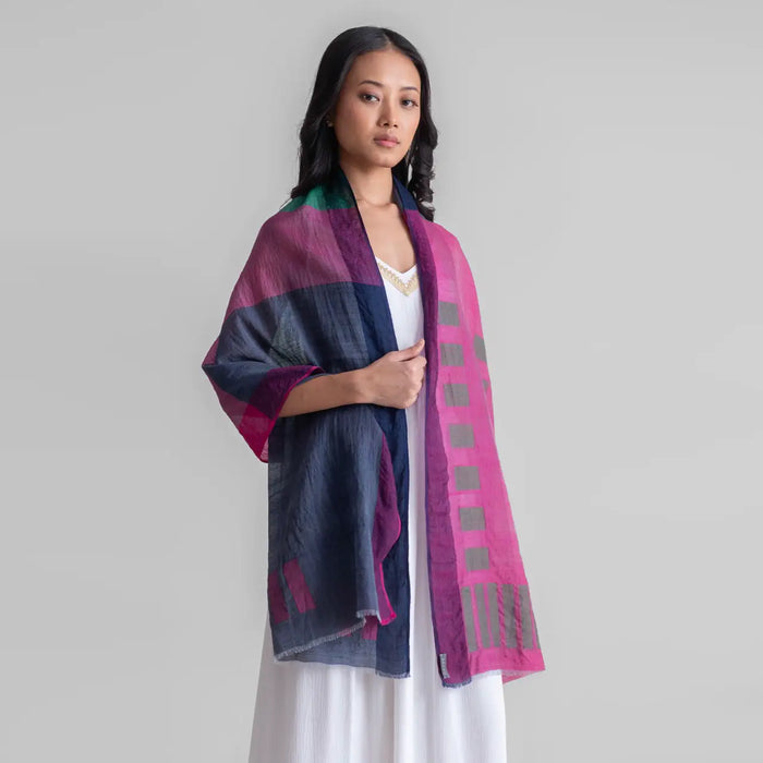 Sadhu Collective Silk Wool Jamdani Scarf