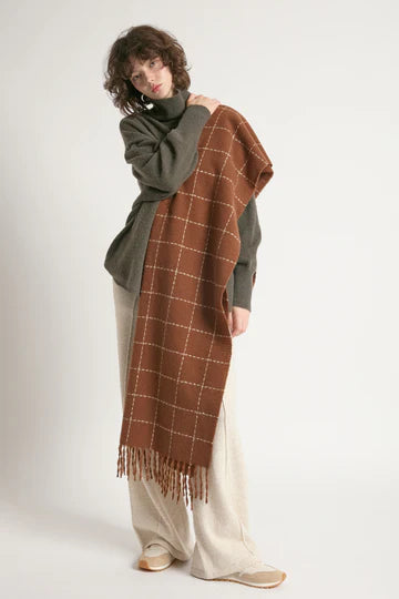 Look by M Windowpane Blanket Scarf