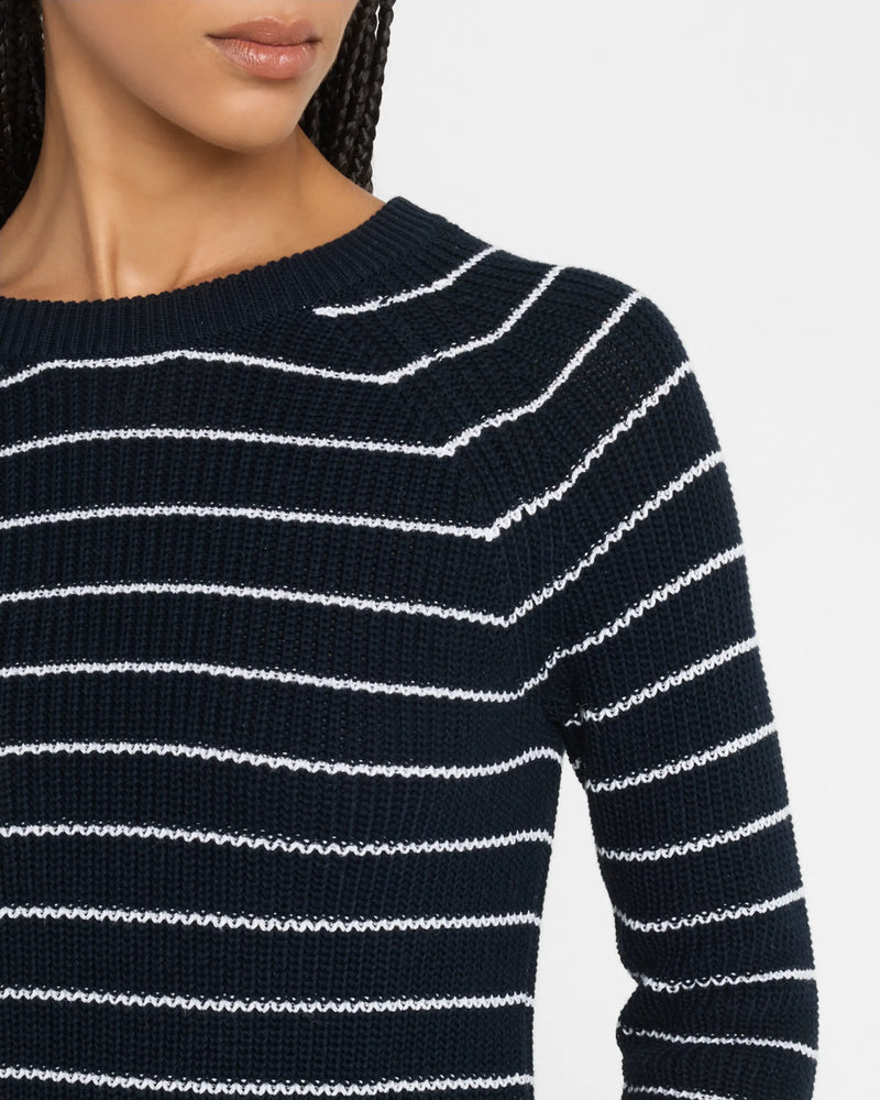 Autumn Cashmere Striped Scallop Shaker Crew