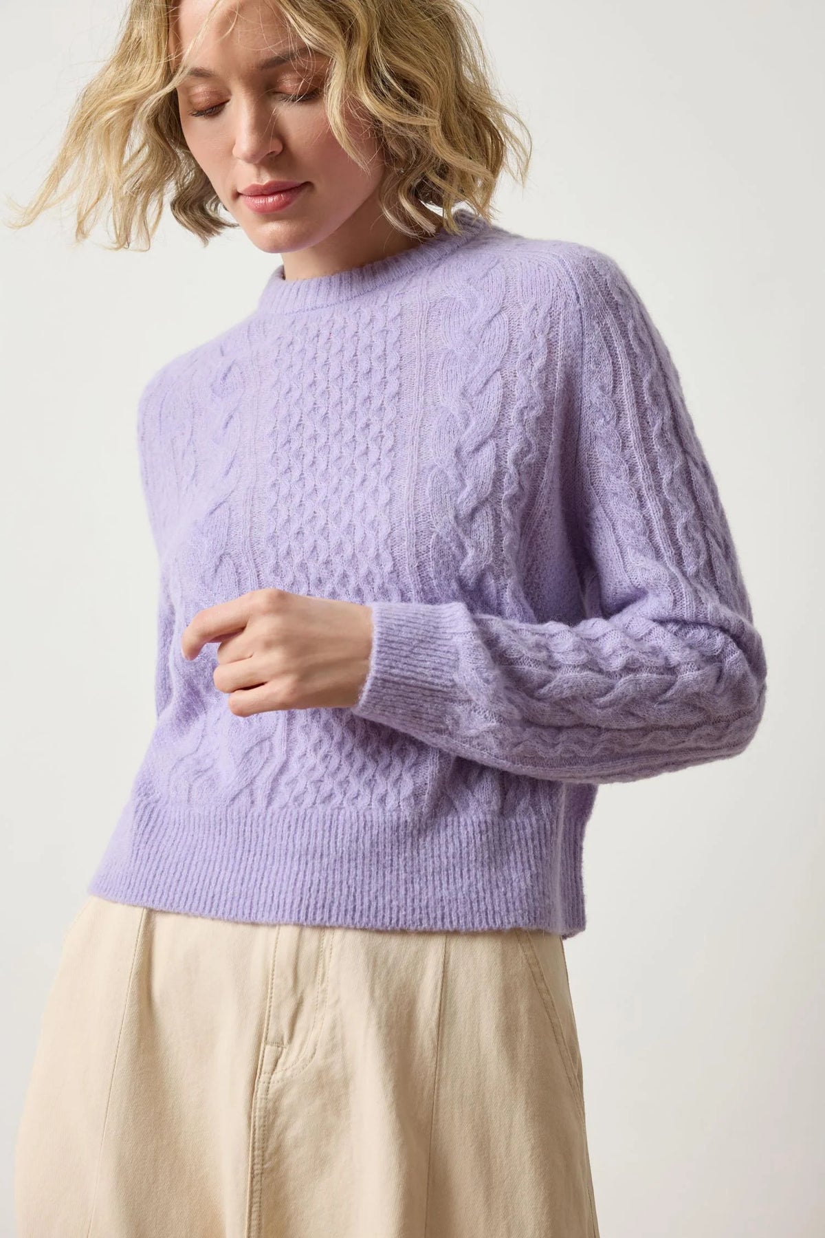 Lilla P Mixed Stitch Alpaca Crew Sweater
