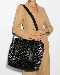 MZ Wallace Large Empire Tote Black Liquid