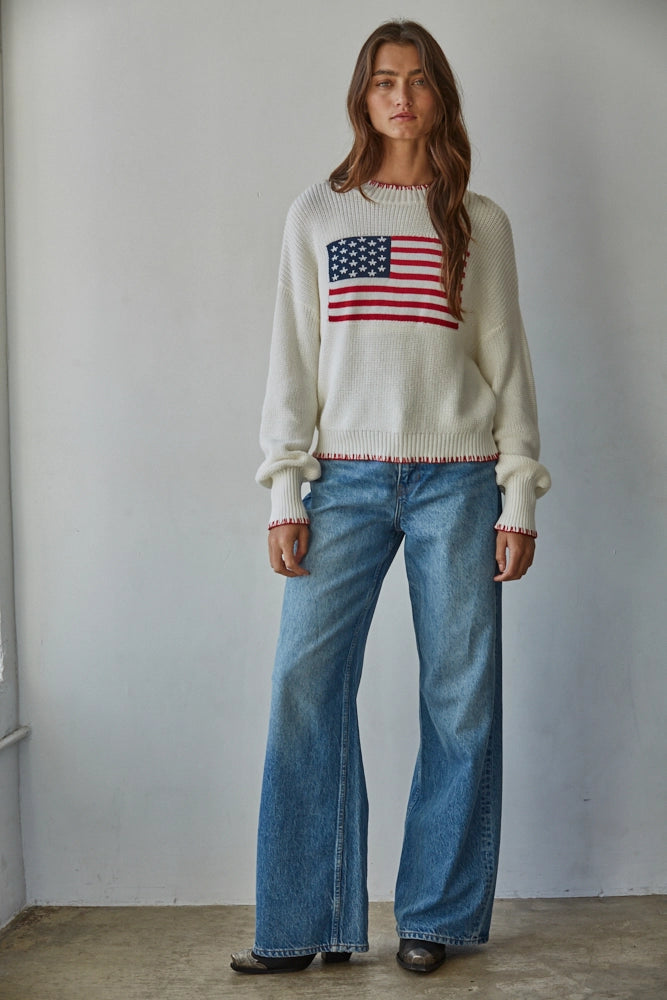 By Together America Flag Crew Sweater