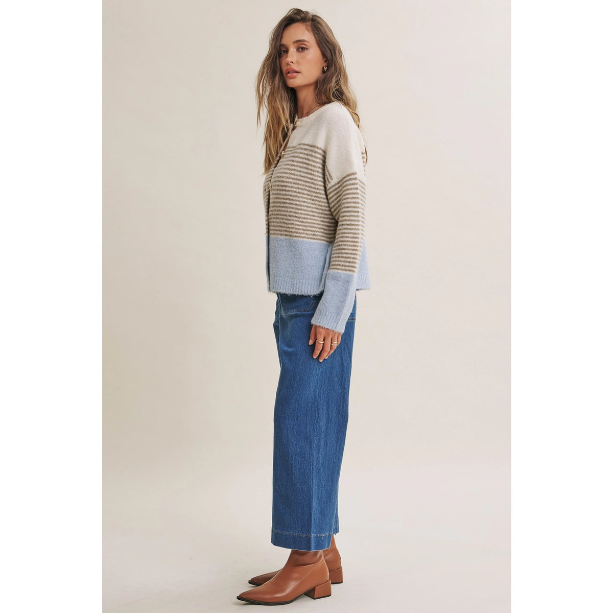 In February Stripe Colorblock Cardigan