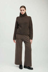 Common Knit Funnel Neck Rib Knit Sweater