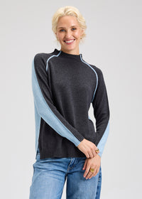 Zaket & Plover Reversible Block Funnel Neck Sweater