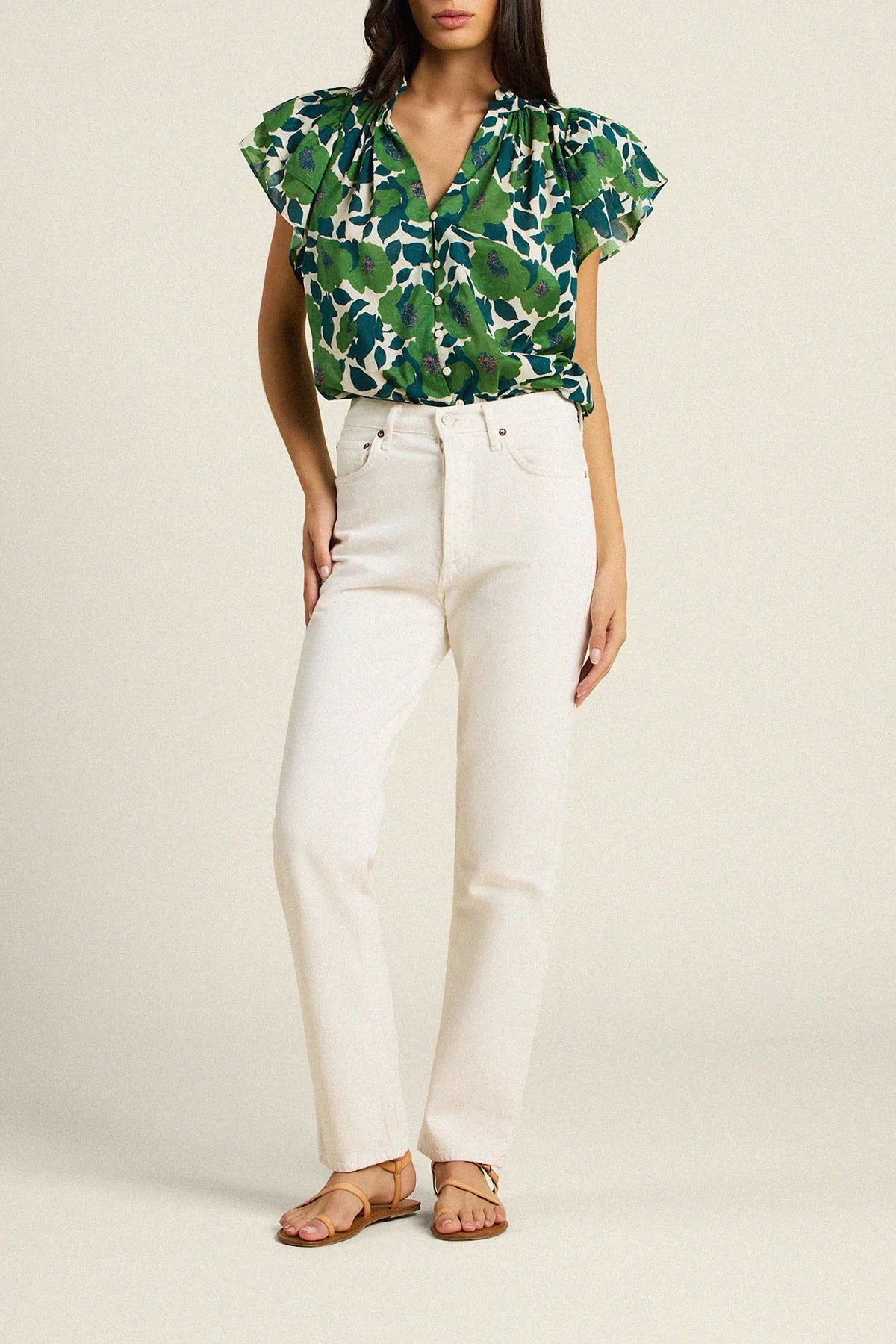 Trovata Birds of Paradis Violette Vega Floral Print Top