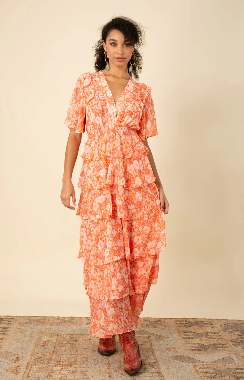 Hale Bob Ainsley Floral Print Tiered Dress