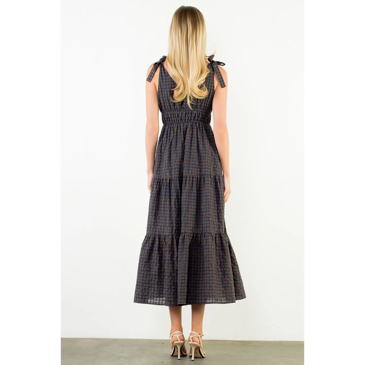 THML Tie Strap Circle Print Dress