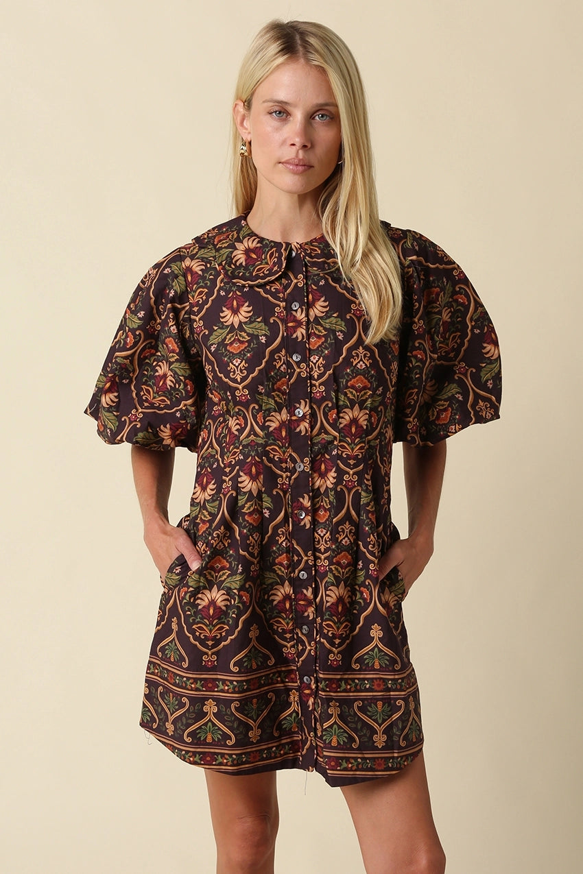 Olivaceous Veda Paisley Mini Dress