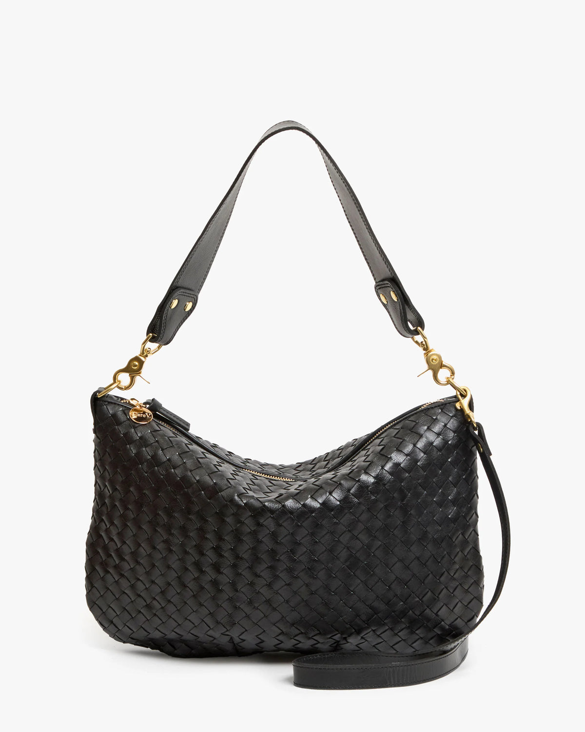 Clare V Moyen Messenger Black Woven Diagonal Bag