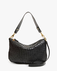 Clare V Moyen Messenger Black Woven Diagonal Bag