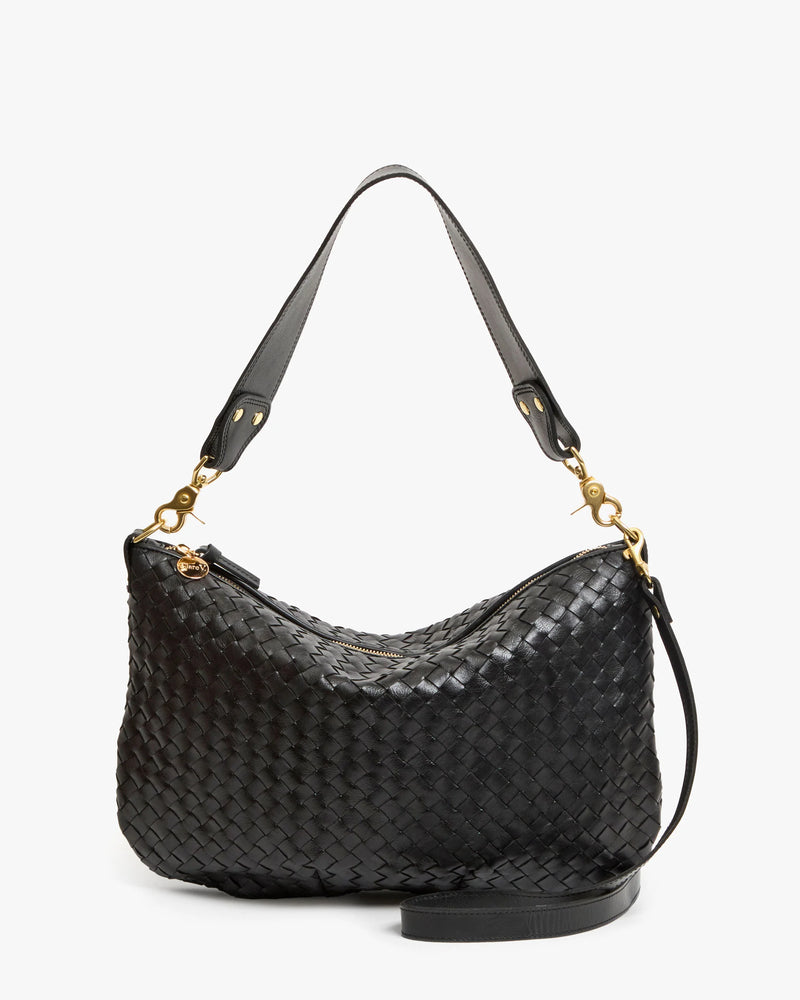 Clare V Moyen Messenger Black Woven Diagonal Bag