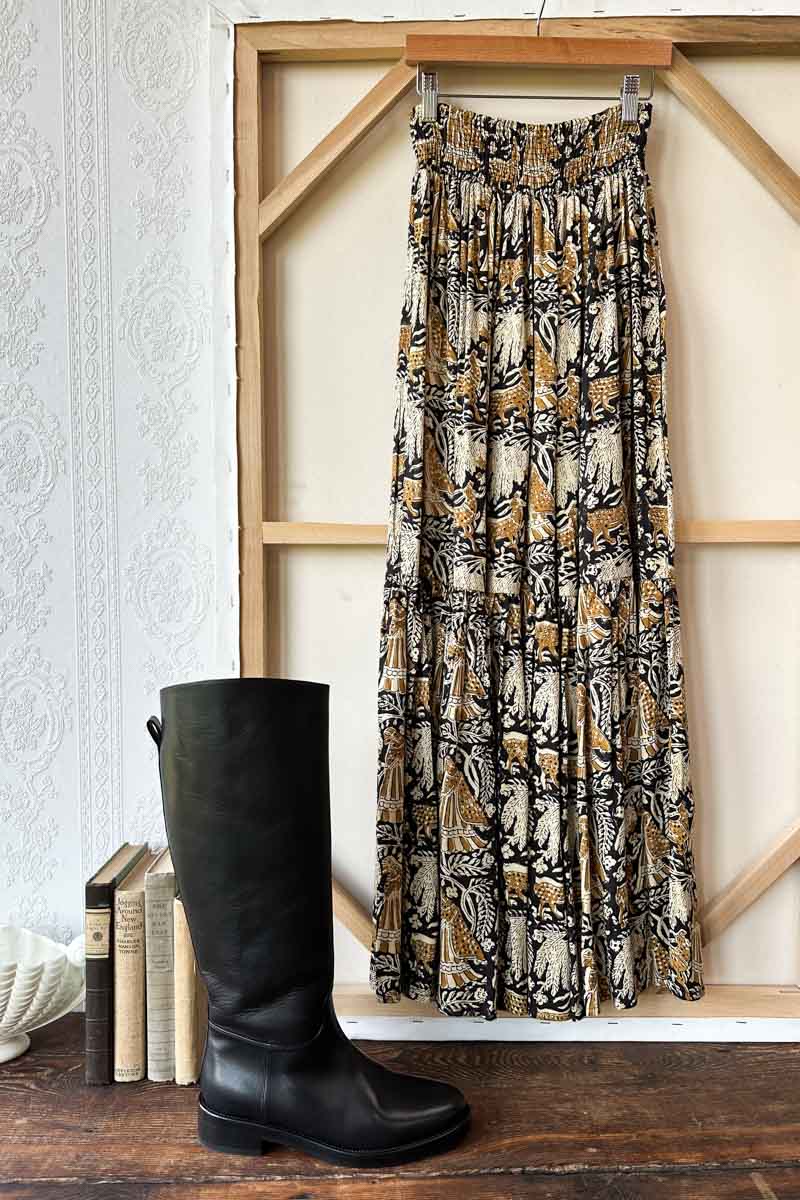 Emerson Fry Story Print Shirred Skirt