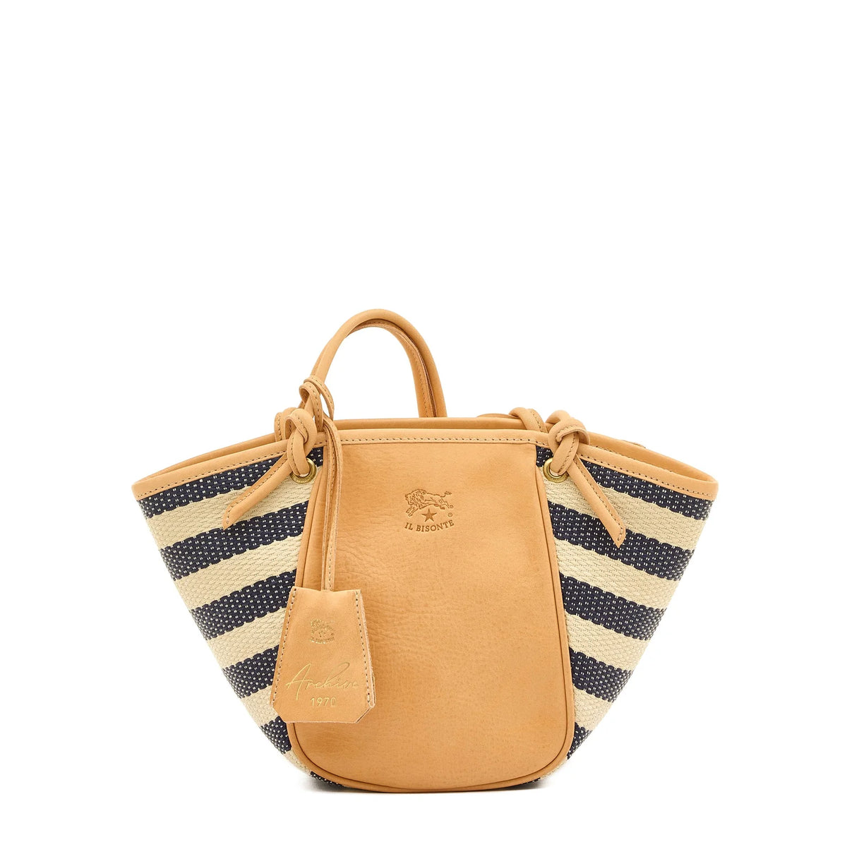 Il Bisonte Blue White Raffia Crossbody