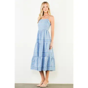 THML Thin Strap Pattern Tiered Dress