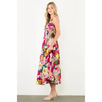 THML Floral Tiered Midi Dress