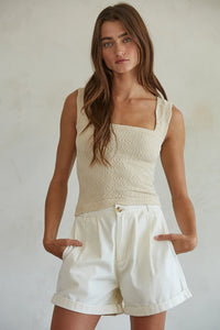 By Together Pleated Wide Leg Shorts
