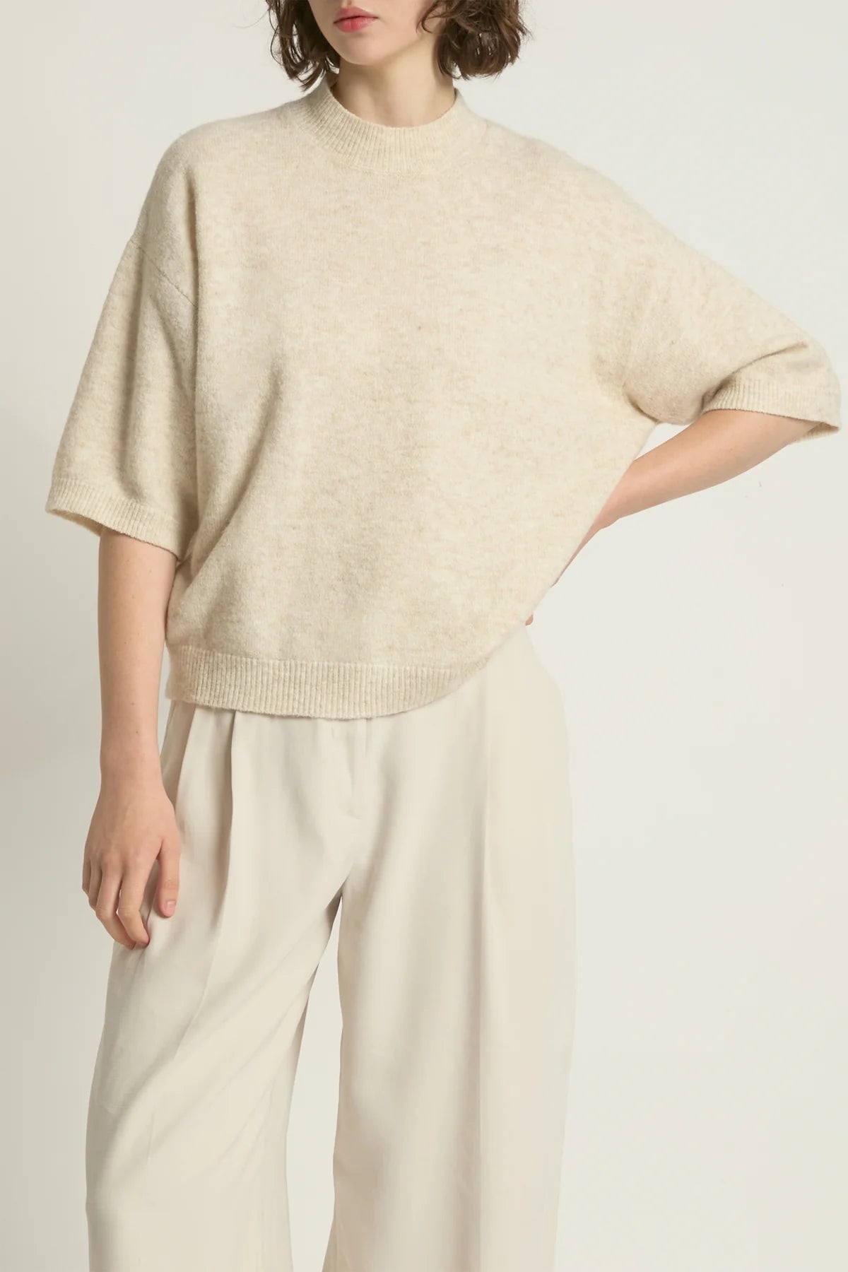 Common Knit Half Sleeve Mockneck Sweater