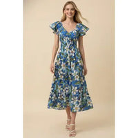 Pinch Floral Print Tiered Midi Dress