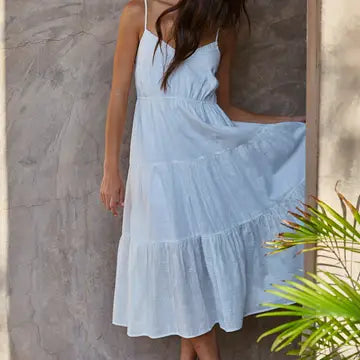 By Together V-Neck Tiered Midi Dress