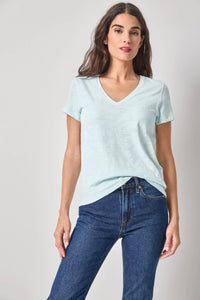 Lilla P Back Seam V-Neck Tee Seabreeze
